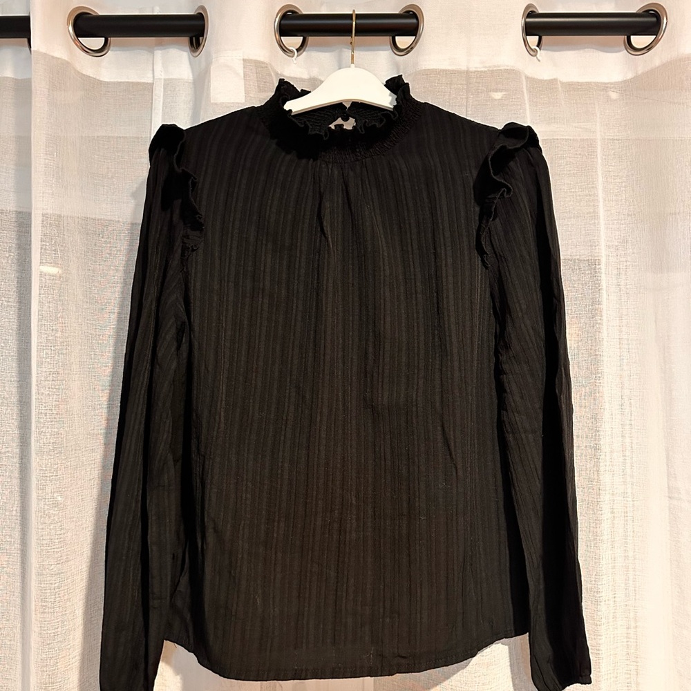 Elegant Black Ruffled Women's Top